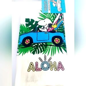 Snoopy Woodstock aloha tropical kitchen towel set